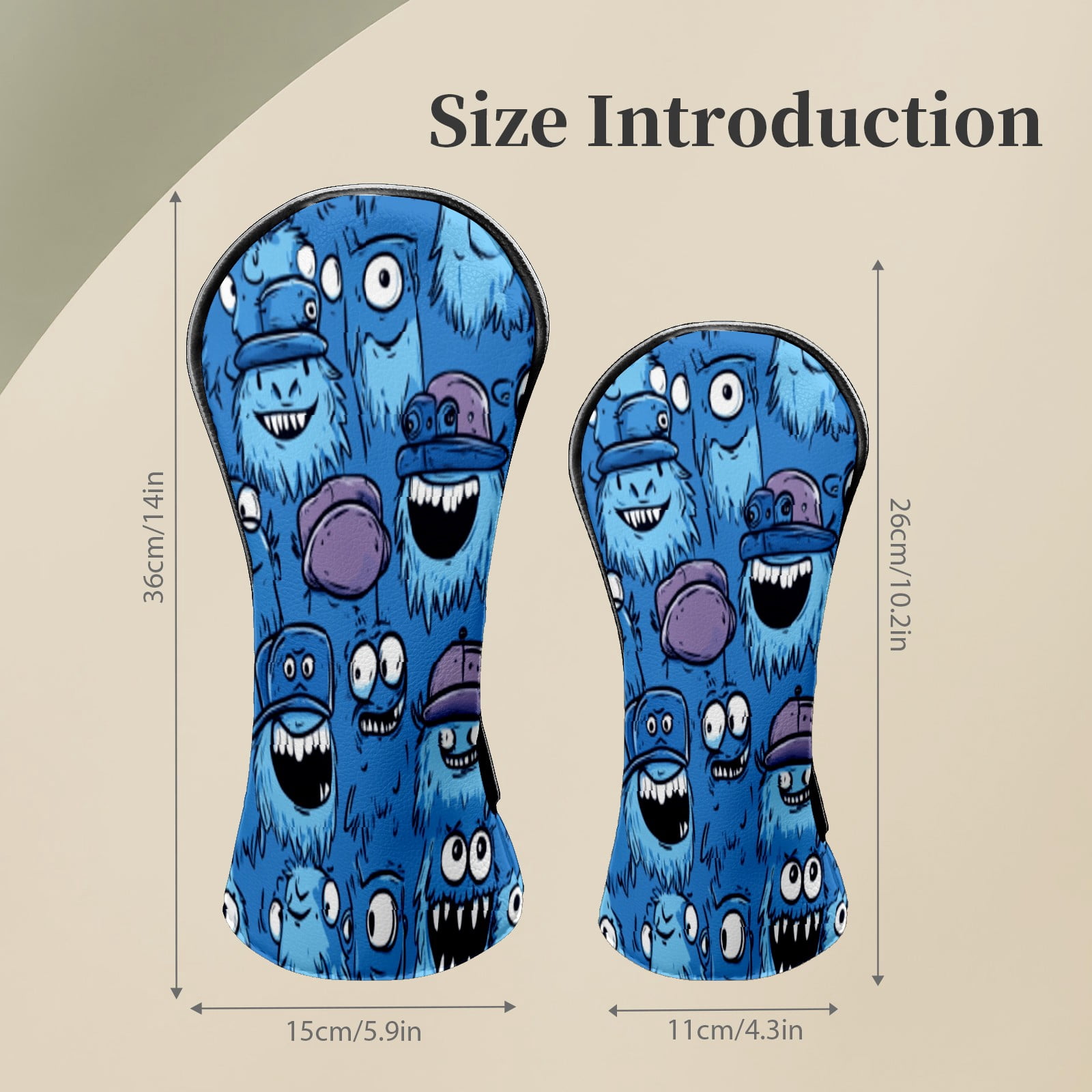 Golf Club Head Covers Cute Monster Premium Plush Velvet Lining, Waterproof Golf Headcovers Driver & Fairway Woods for Scratch Protection Novelty Gift for Men & Women