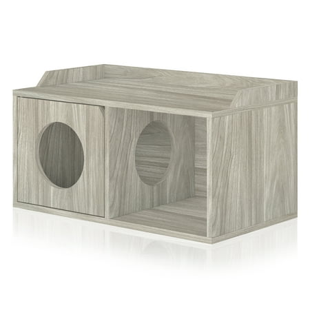UPC: 0819767017196 | Way Basics Cat House 2 Hole with 1 Door  Aspen Grey
