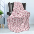 thumbnail image 4 of Pink and White Soft Flannel Fleece Throw Blanket, Cheery Bedding Plants Bursting out into White Blossoms Calico Style, Cozy Plush for Indoor and Outdoor Use, 60" x 80", Pink Brown White, by Ambesonne, 4 of 5