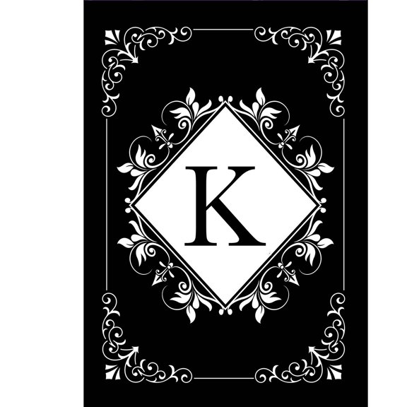Briarwood Lane Double Sided House Flag 40x28 For Outdoor Black and White Monogram K House Flag