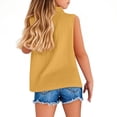 thumbnail image 6 of CAICJ98 Girls Cotton Linen Shirts Sleeveless Collared Tops Oversized Button Up Work Shirts Casual Summer Blouses (Yellow,9-10 Years), 6 of 6