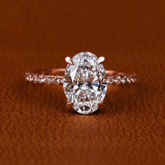 3Ct Oval Cut Lab Created Diamond Engagement Ring 14K White Gold Plated
