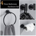 thumbnail image 3 of Juego de accesorios para baño, 4 piezas de acero inoxidable negro mate, incluye barra para toallas de mano y 2 ganchos para toallas de mano, accesorios de iluminación para pared de baño, 3 of 5