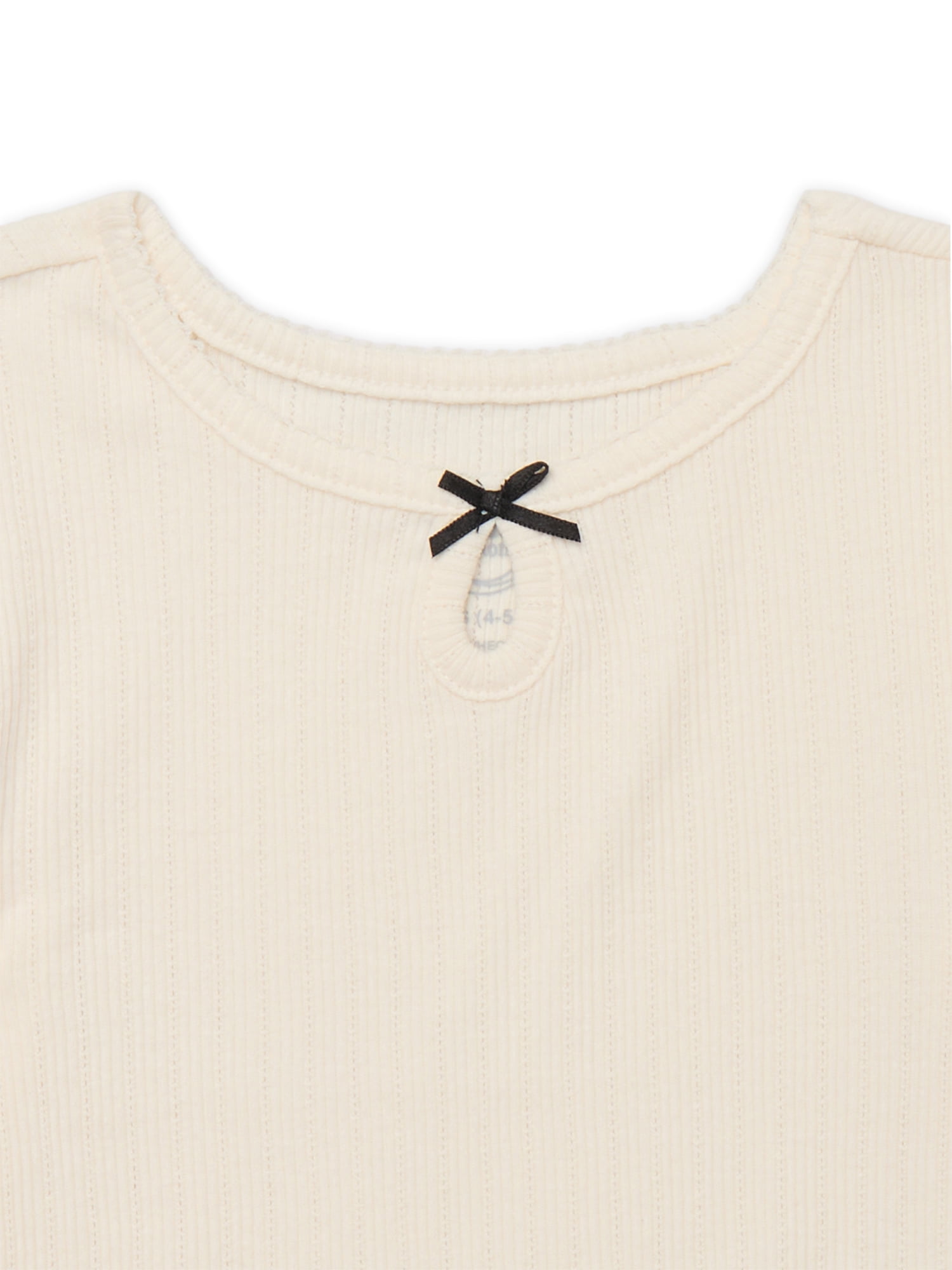 Wonder Nation Girls Ribbed Pointelle Keyhole T-Shirt, Sizes 4-18 & Plus