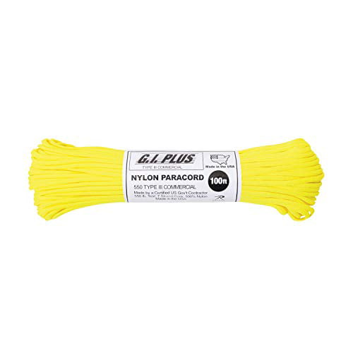 Neon Yellow 550LB 100% Nylon Paracord Type III Rope 100 FT 