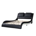 thumbnail image 6 of Platform Bed Frame With LED Light And USB Charging Ports Headboard, Wave-Like Curve Backrest Vibration Massage King Size Upholstered Faux Leather Bed For Home, 6 of 9