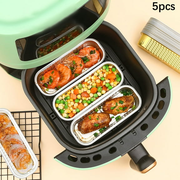 5Pcs Air Fryer Tin Foil Bowl Aluminum Foil Household Oven Cake Rectangular Baking Mold Tin Foil Box Cup