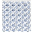 thumbnail image 3 of Blue and White Shower Curtain, Sketchy Roses Anemones and Eustoma in Blue Shades Romantic Vintage Bouquet, Fabric Bathroom Set with Hooks, 69W X 75L Inches Long, Blue White, by Ambesonne, 3 of 3