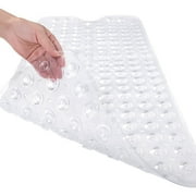 MOVSOU Bath Tub Shower Mat 40 x 15 inch Bathtub Mat with Suction Cups Drain Holes Machine Washable PVC Bathroom Mats Clear