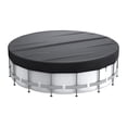thumbnail image 2 of 12 ft Circular Swimming Pool Cover 360x360 cm, Winter Weatherproof Cover with Rope, Ground Nails and Buckles, for Above Ground Pools, 2 of 6