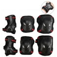 thumbnail image 2 of Equipo de protección para niños/adolescentes, rodilleras y coderas con protector de muñeca y correa ajustable para patinar, monopatín, ciclismo, patinaje, bicicleta, scooter, negro, rojoS, 2 of 8
