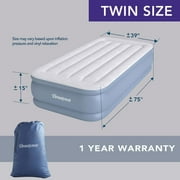 Beautyrest Hi Loft 15 Twin Size Air Mattress with External Pump - Blow up Air Bed