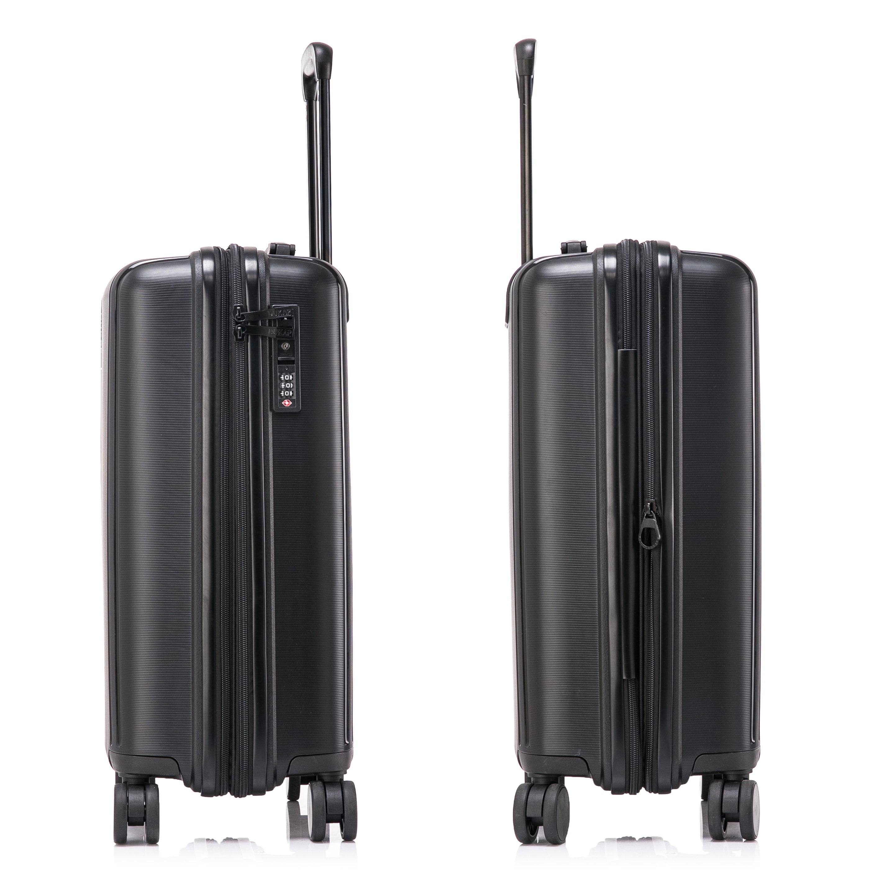 DUKAP Crypto 20" Hardside Lightweight Luggage with Spinner Wheels, Handle and Trolley, Black