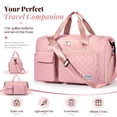 thumbnail image 3 of DAKIMOE Travel Duffle Bag for Women Men, Weekender Bags Carry on Gym Bag with Wet Pocket/Adjustable Strap/Shoe Compartment, Foldable Waterproof Overnight Tote Bag for Plane Sports Dance, Pink, 3 of 11