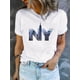 thumbnail image 1 of NYC Women'S Printed T-Shirt for Summer Casual Streetwear, Featuring Soft And Comfortable Fabric., 1 of 6
