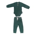 thumbnail image 1 of Conjunto de mono de manga larga para bebé, suave y agradable para la piel, de algodón, a la moda, para niños y niñas, color verde, 1 of 15