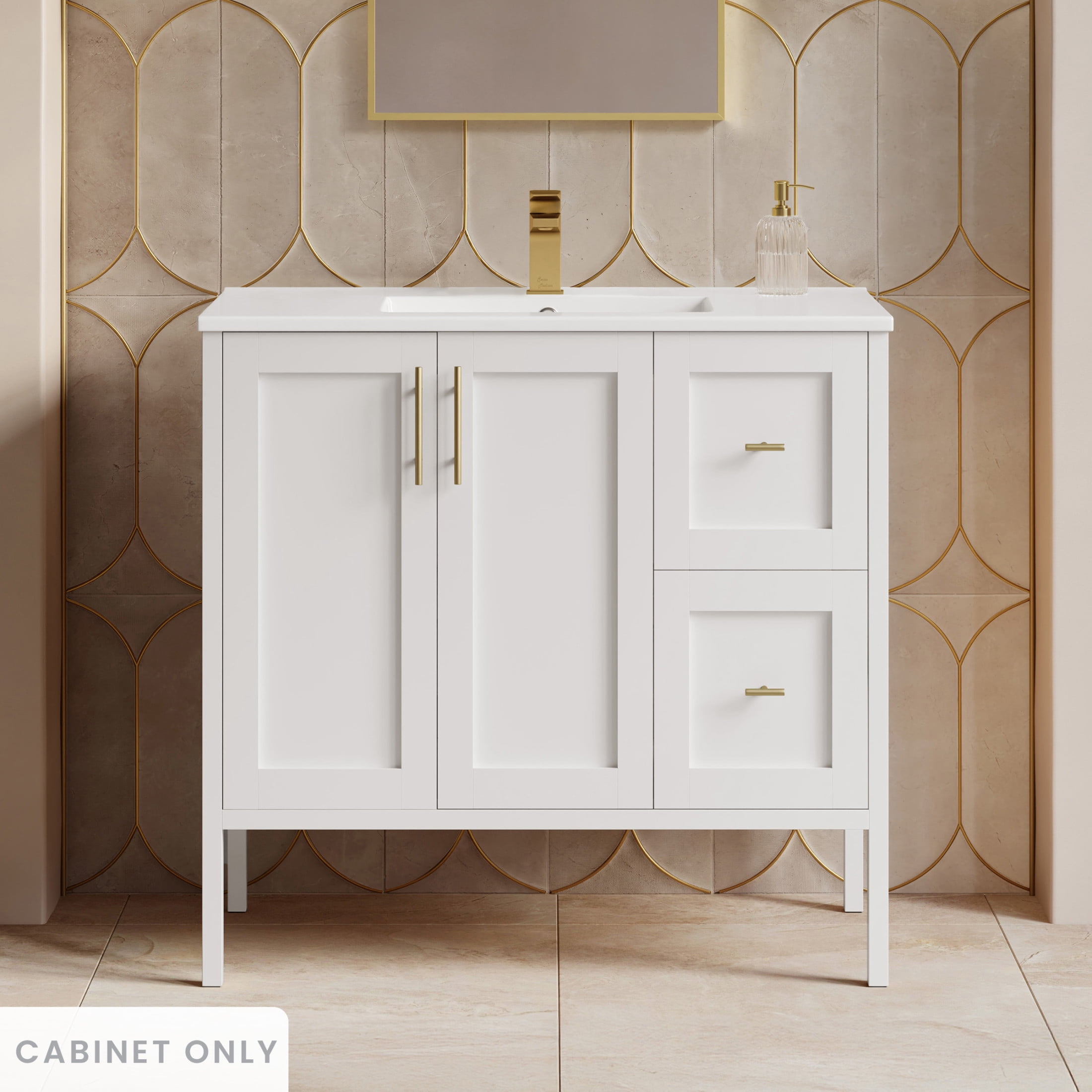 Forme 36" Modular Freestanding Bathroom Vanity Cabinet without Top in White
