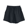 thumbnail image 7 of DORKASM Women's Linen Drawstring Shorts High Waisted 4" Inseam Summer Shorts Black S, 7 of 7