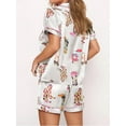 thumbnail image 4 of Elippeo Women’s 2 Piece Pajamas Set Short Sleeve Cartoon Print Button Up Shirt + Shorts Set Loungewear, 4 of 5