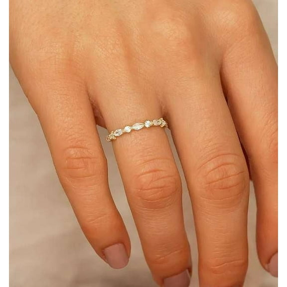 vylahjewellery 1.50 Ct Marquise Cut 14K Rose Gold Ring Brilliant Moissanite Diamond Engagement Ring Gift for Her