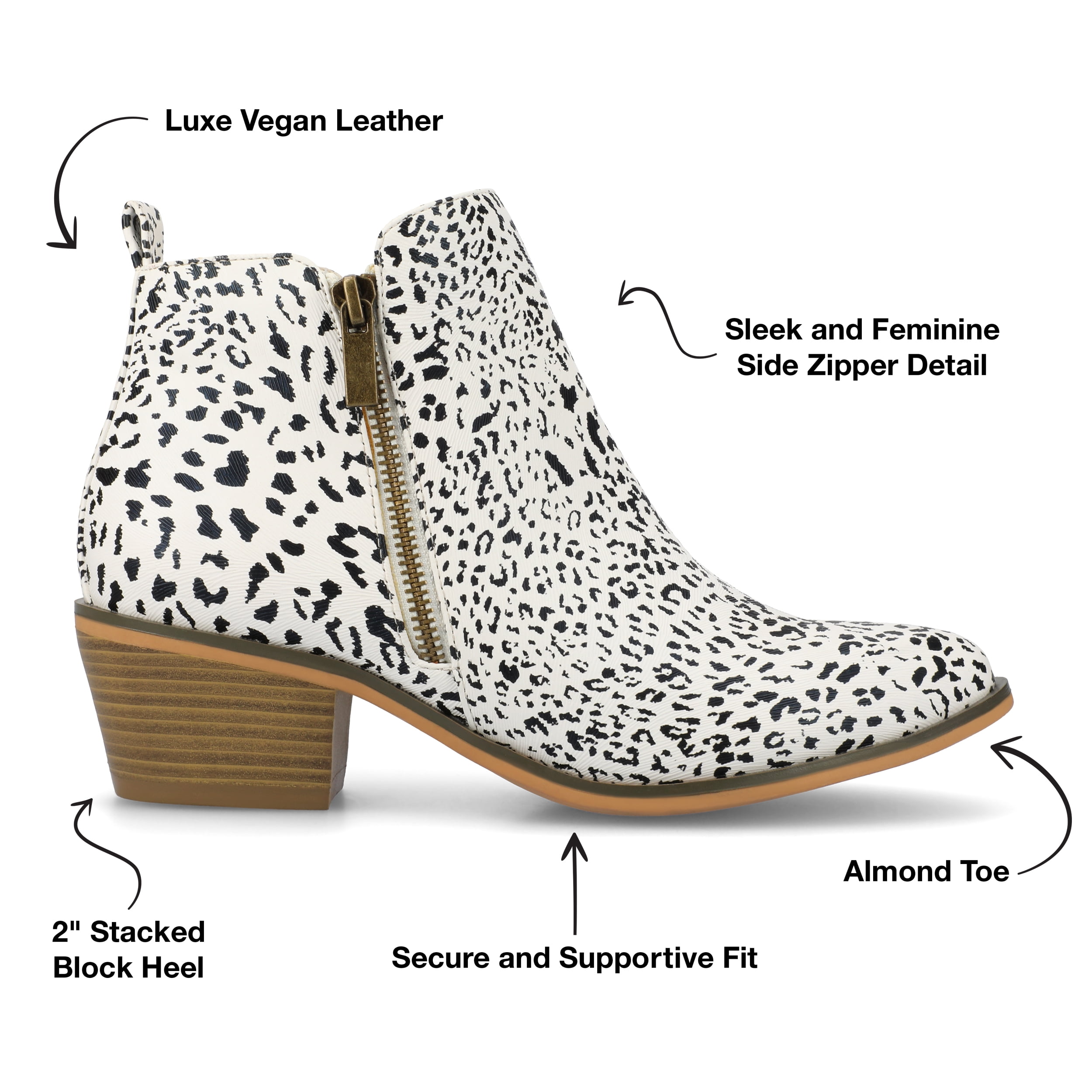 Journee Womens Rebel Outside Zip Stacked Heel Booties