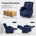 thumbnail image 4 of MCombo Electric Power Recliner Chair with Massage & Heat, Extended Footrest, Cup Holders, Navy Blue Plush Fabric 8015, 4 of 9