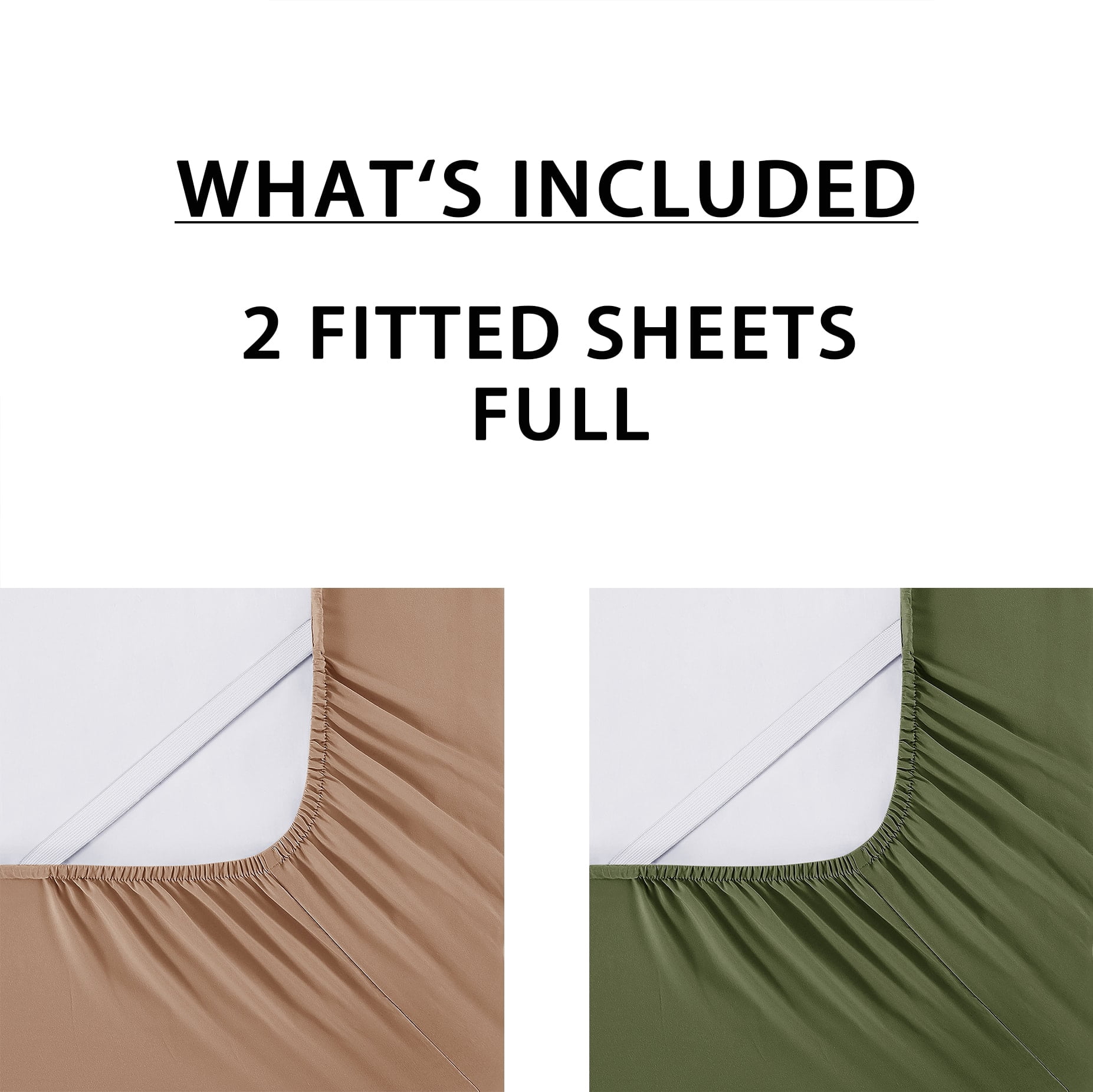 Mainstays Super Soft Microfiber 2-Pack Fitted Sheet, Full, Green Bay Leaf/ Teddy Bear Brown, 2 Piece