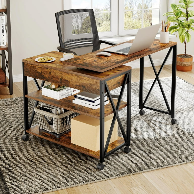 DWVO 360° Free Rotating Sofa Side Table, Mobile Couch Desk with