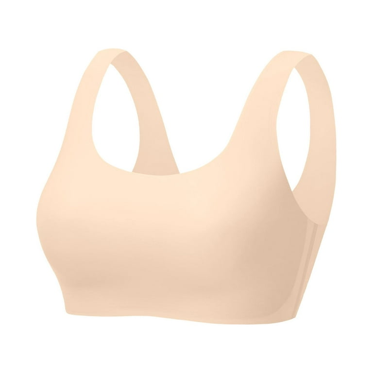 Bras for Women Push up Ultra Thin Ice Silk Comfort Seamless Daily Beauty  Yoga with Removable Chest Pad T Shirt Bra for Womens Beige L 