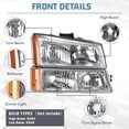 thumbnail image 6 of Pair Chrome Headlights Assembly For 2003-2006 Chevy Silverado Avalance 1500 2500, 6 of 9