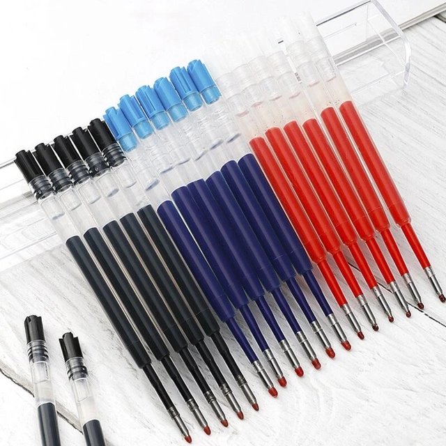 Genkky 10Pcs G2 Refill Plastic Gel Pen Refills Length 9.9cm Writing Point 0.5mm Ink Colors Red Black Blue Ink Pens For School 20 Pcs Refills Red