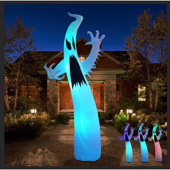 Parayoyo, fantasma inflable de Halloween de 12 pies con luz de colores