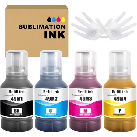 z T49 T49M Sublimation Ink Refilled Bottles Compatible with F170 F570 Printer (4-Pack,T49M1 T49M2 T49M3 T49M4)