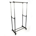 thumbnail image 3 of Dual-bar Vertical & Horizontal Stretching Stand Clothes Rack with Shoe Shelf YJ-03 Black & Silver, 3 of 5
