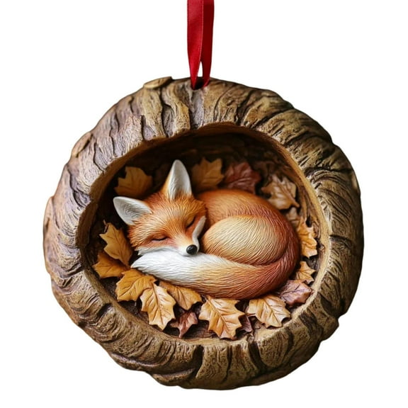 Taicans forest Animal Fox Ornament - Sleeping Design,Acrylic Hanging Christmas Tree Decor,Winter Home & Holiday Gift for Kids/Adults,Cute forest Animal Sleeping Design