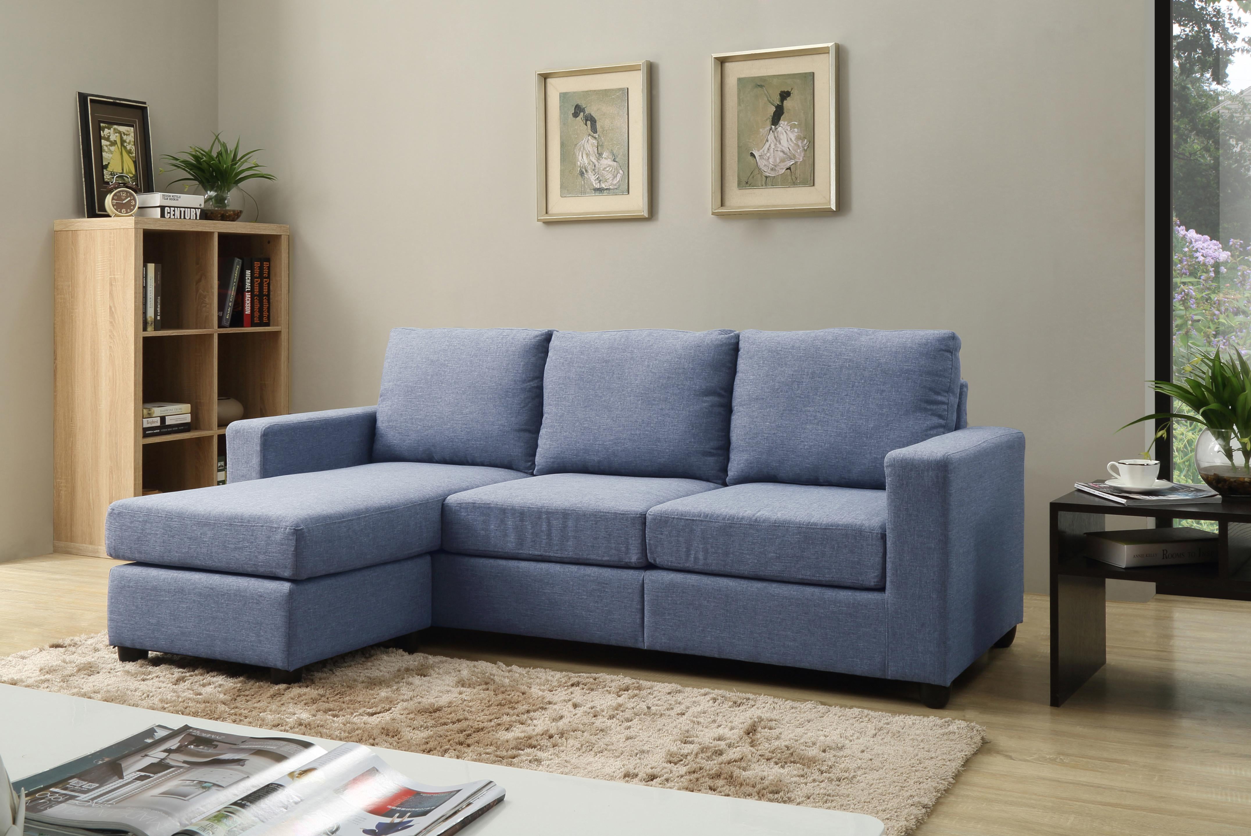 Nathaniel Home Alexandra Small Space Convertible Sectional, Blue
