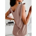thumbnail image 4 of Camiseta sin mangas con tirantes y tirantes para el hombro, blusa con cuello en V, blusa ajustada con hombros descubiertos, color rosa M, 4 of 6
