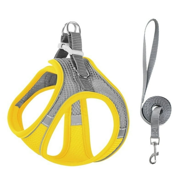 Cat Harness and Leash Set, Escape Proof Adjustable Soft Mesh Vest Jacket for Pet with Reflective Safety Strips