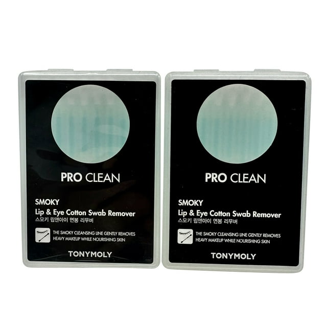 TonyMoly Pro Clean Smoky Lip & Eye Cotton Swab Remover 20 Swabs Set of 2