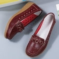thumbnail image 3 of Mepaouo Women's Leather Loafers Slip on Casual Shoes Hollow Low Wedge Oxfords Soft Walking Flats, 3 of 5