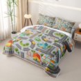 thumbnail image 3 of Manfei Toy Cars Quilt Full,Cartoon Houses Full Bedspread Sets,Gray,3-Piece, 3 of 7