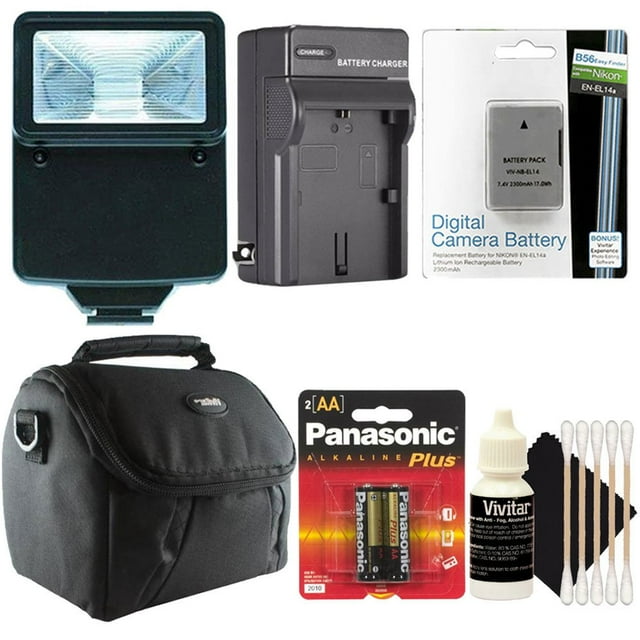 Slave Flash, batería EN-EL14 y cargador para cámaras Nikon