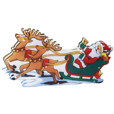 

ESTINK Christmas Decors LED Christmas Light Sled Santa Claus Pattern Window Hanging Lamp Battery Powered With Suction Cup Festival Decoration Decorative Lamp