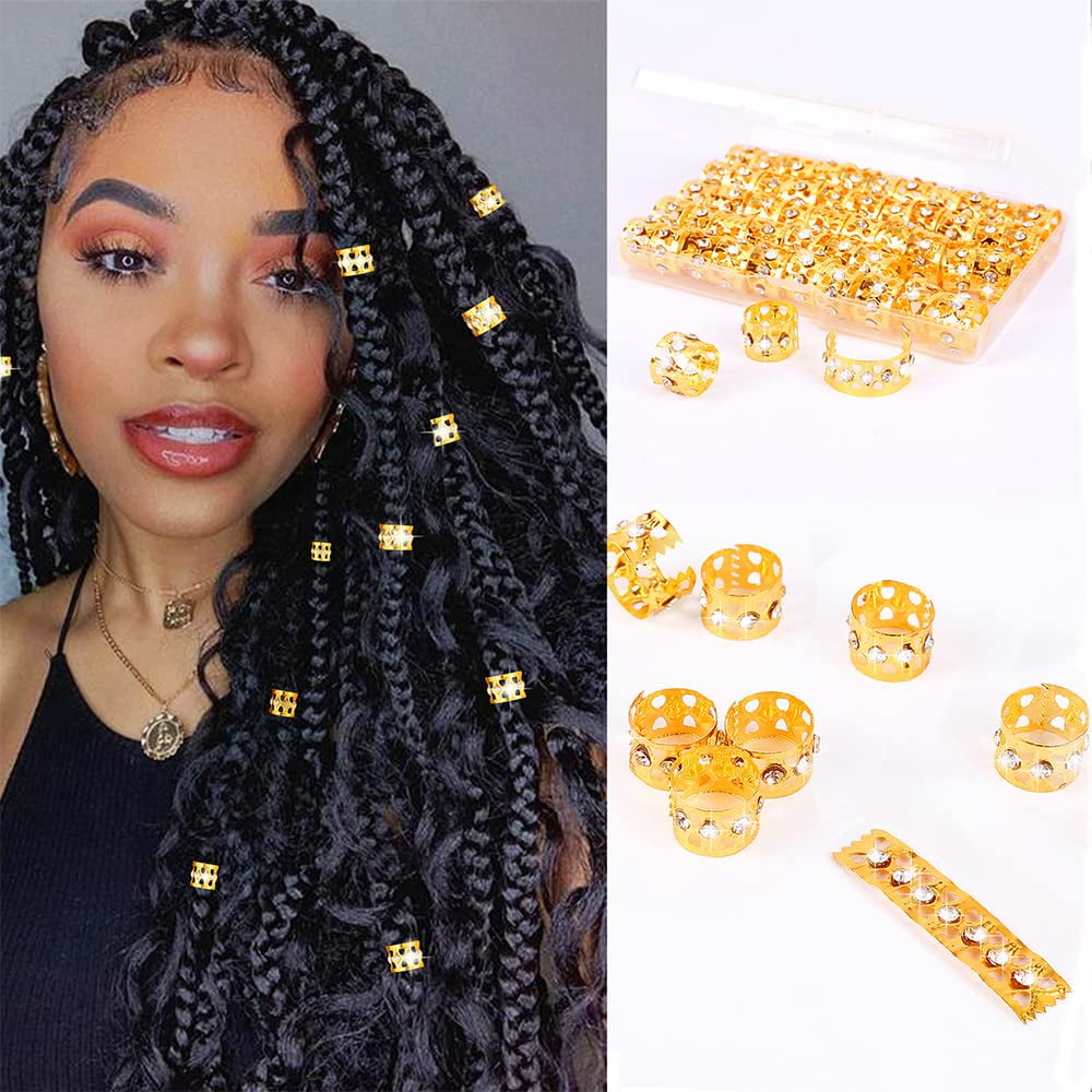 Nafaboig 200PCS Beads for Hair Braids, Hair Jewelry for Women Braids, Metal  Gold Braids Rings Cuffs Clips for Dreadlock Accessories Hair Decorations