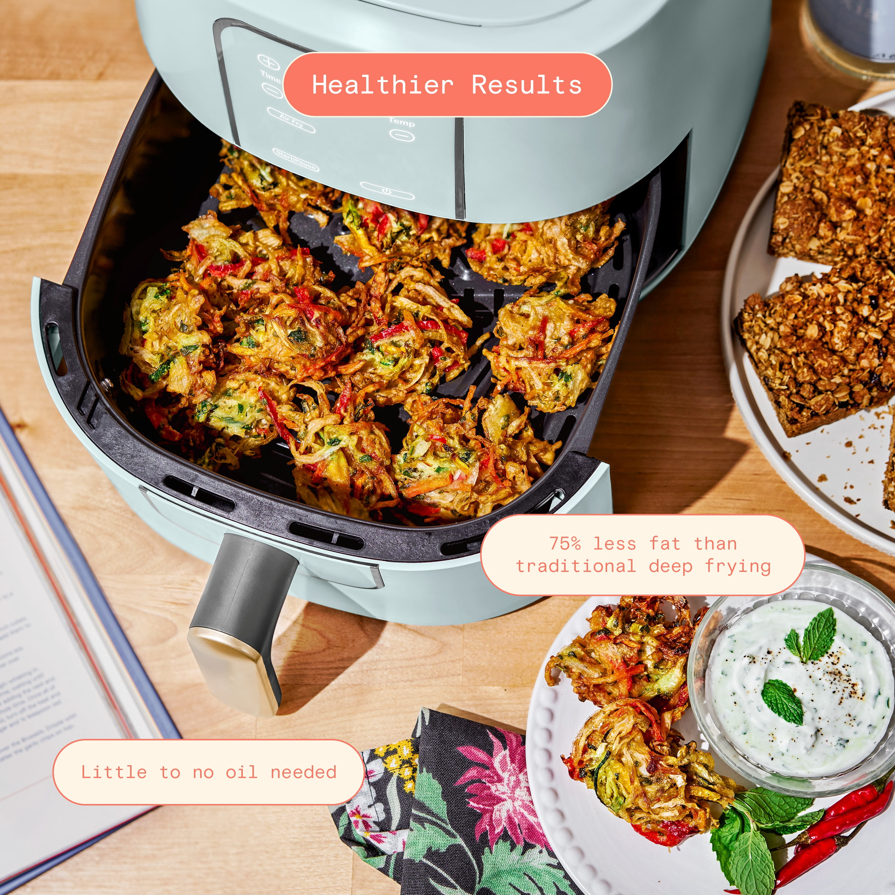 Beautiful 6 Qt Air Fryer with TurboCrisp Technology, EverGood™ Ceramic Nonstick Coating, Hydrangea by Drew Barrymore