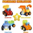 thumbnail image 2 of Friction Powered Cars Push and Go Trucks Construction Vehicles Toys Set of Tractor Bulldozer Dump Truck Cement Mixer for Baby Toddlers Infants Boys Gifts, 2 of 6