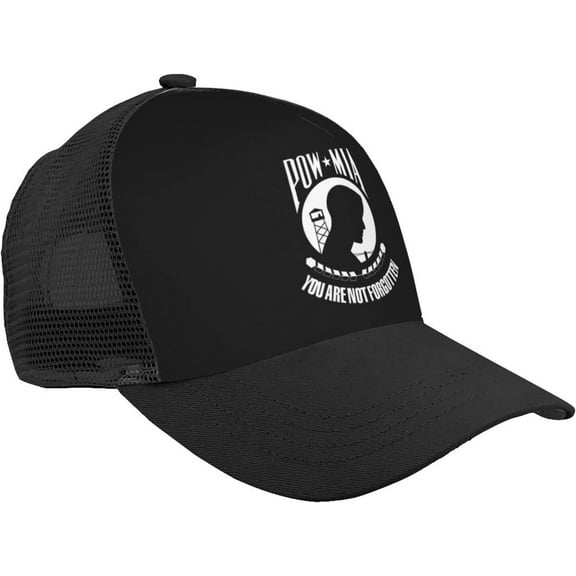 Pow Mia Mesh Baseball Cap Adjustable Twill Mesh Trucker Hat Black