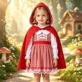 thumbnail image 3 of Zylarhe  Girls Dresses with Red Riding Hood Cosplay Party Dress Outfits with Cloak Cape Kids Fancy Dress Up for Halloween Christmas 2PCS Red 2-3 Years, 3 of 9