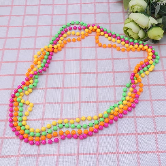 DESIGNICE Necklace Beads Colorful Bead Necklace Party Favors for Costume Accessories Neon Party 4Pcs 15.7 X 0.2 X 0.