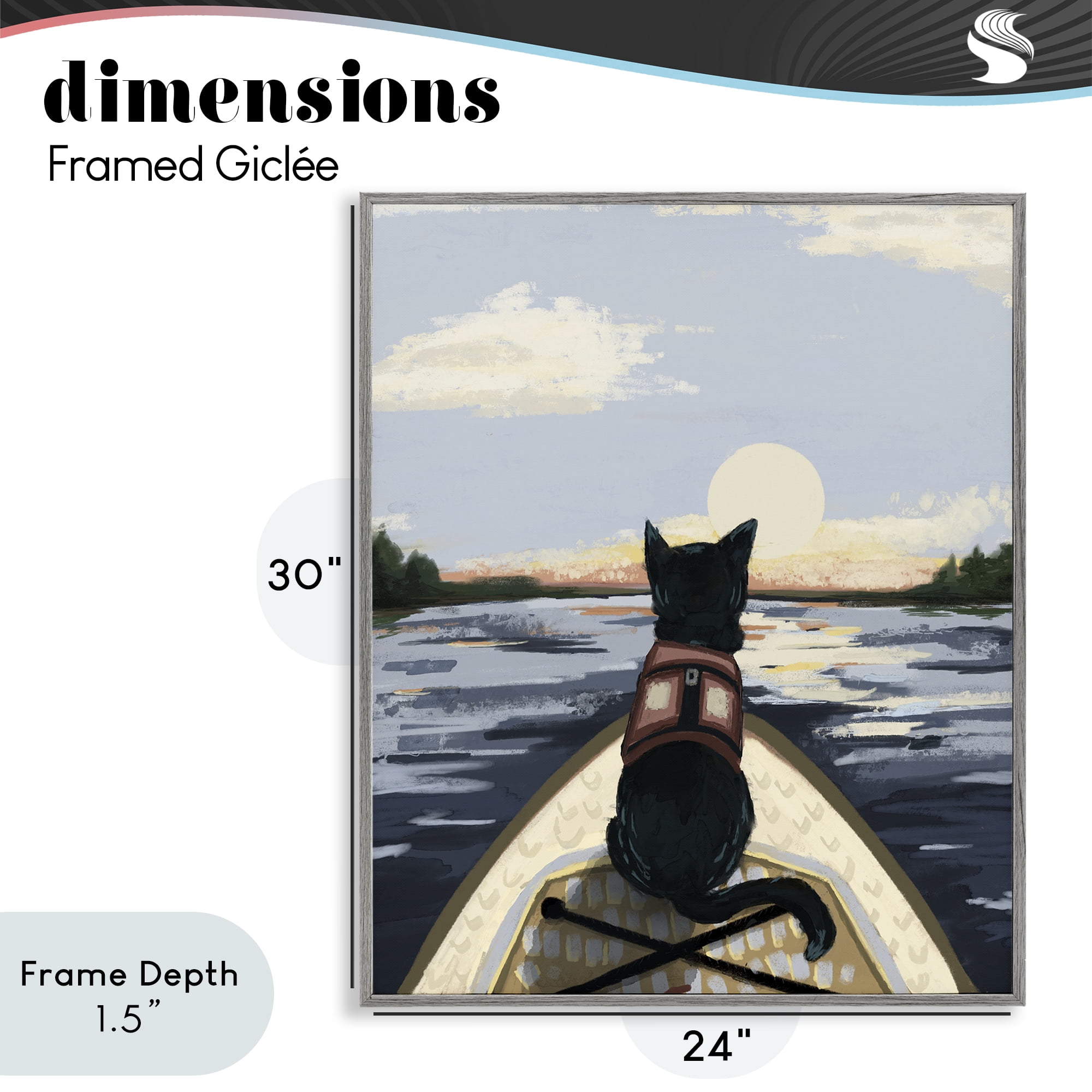 Stupell Industries Peaceful Cat Viewing Lake Gray Framed Giclee Art, design by Denise Bartkus